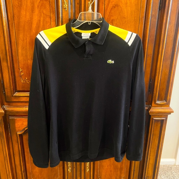 Lacoste Other - Vintage Lacoste Men's Long Sleeve Polo Shirt in Black and Yellow EUC